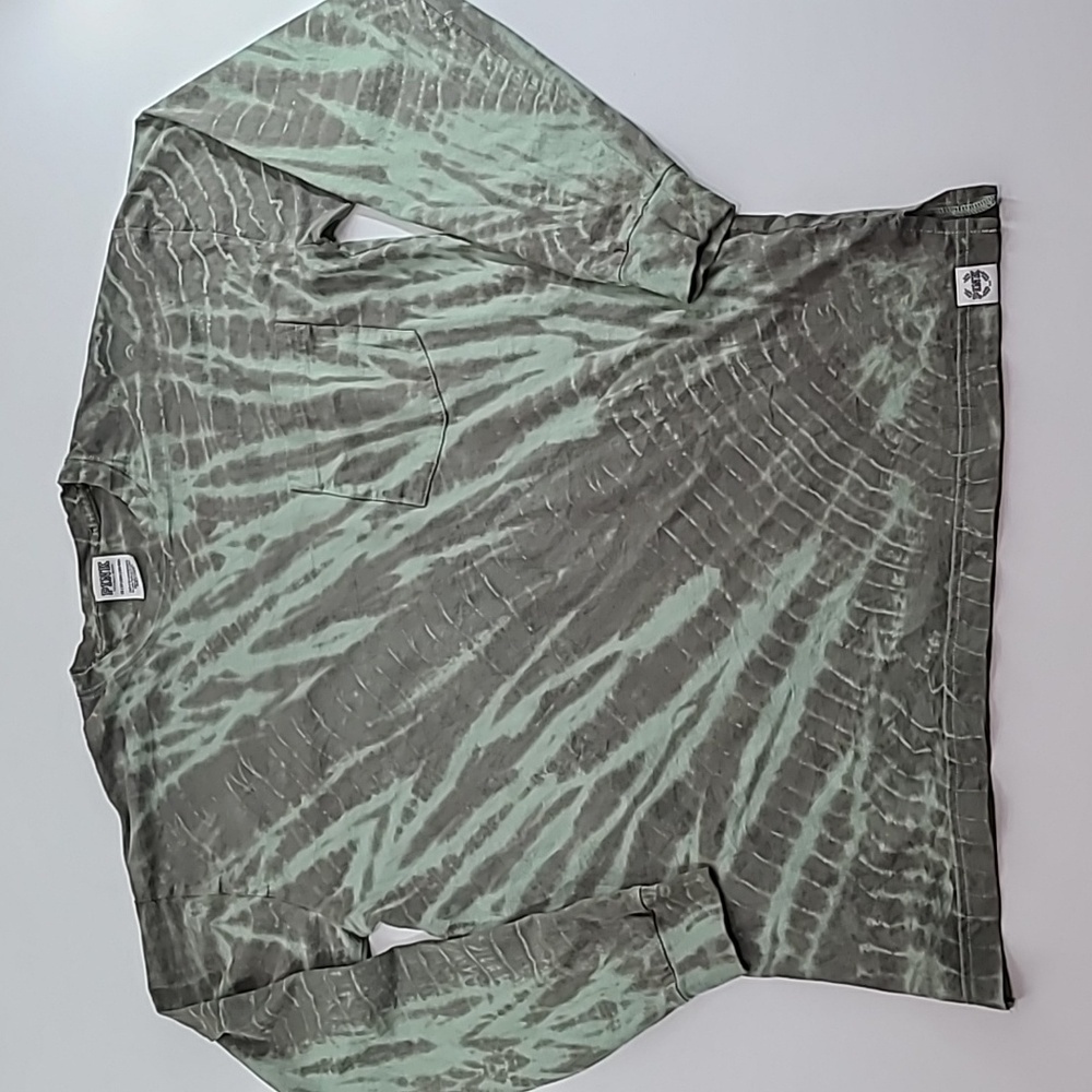 PINK VICTORIA'S‎ SECRET Green Long Sleeve Tie-Dye Tee Shirt - Size XS